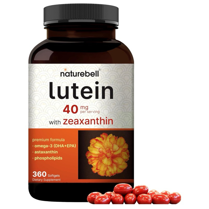 [NATUREBELL]❇️LUTEIN 40 MG + ZEAXANTHIN + OMEGA-3 + ASTAXANTHIN  + PHOSPHOLIPIDS ( วิตามินสำหรับดวงตา ) ( 360 ซอฟ์ทเจล )