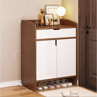 yhlovehome ตู้รองเท้า ชั้นวางรองเท้า ตู้รองเท้าไม้ พร้อมประต…