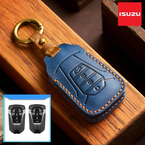 ซองหนังแท้ ใส่กุญแจรีโมทรถยนต์ รุ่นหนังกลับ New! Isuzu MU-X V-Cross,BT-50 2020-20224 Smart Key