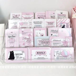 🩷✨(New)พร้อมส่ง!สติ๊กเกอร์ซีล แพค20ชิ้น สไตล์เกาหลี ขอบคุณ สีชมพู น้องแมวน่ารัก แพคการ์ด