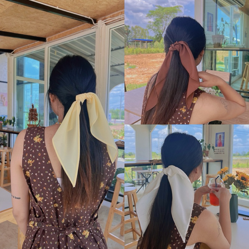 ผ้าโพกผมสามเหลี่ยม สีพื้น พร้อมส่ง มีเก็บปลายทาง