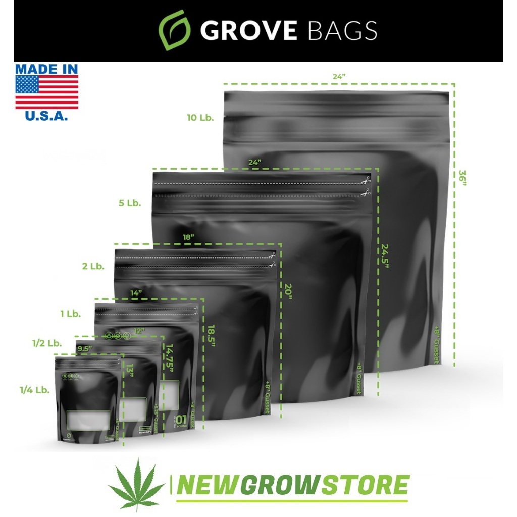 ถุงบ่ม Grove Bags ถุงบ่มสมุนไพร ขนาด 1 pound, 1/2 pound, 1/4 pound Made in the U.S.A