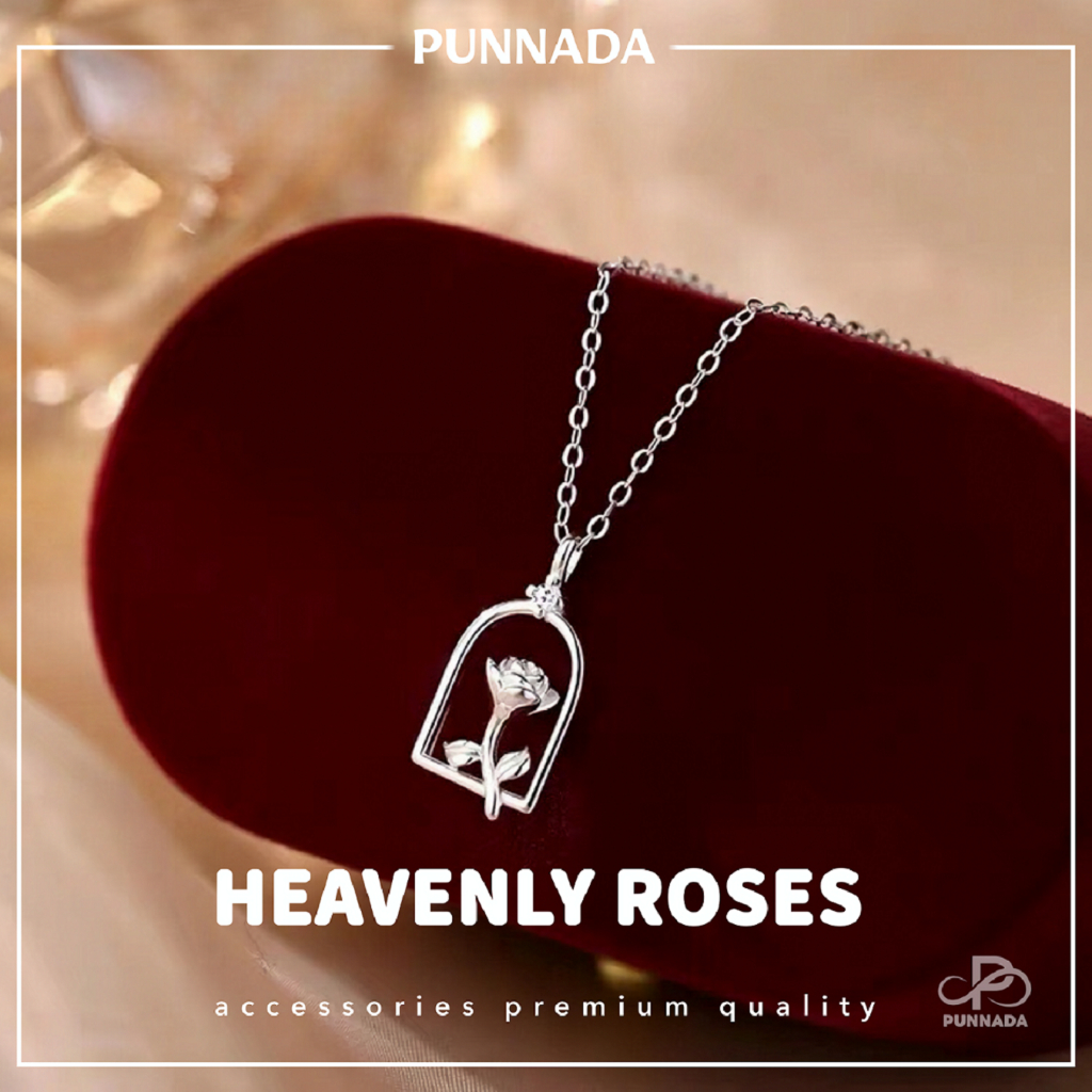 PUNNADa PN029 สร้อยเงินจี้กุหลาบ ใส่โดนน้ำได้ สร้อยคอ เงิน งานเกรดพรีเมี่ยม ของขวัญ