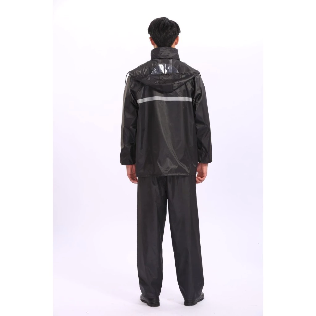 เสื้อกันฝน มีฮู้ด ทรงโค้ทยาวและชุดกางเกง แถบสะท้อนแสง thumbnail 5