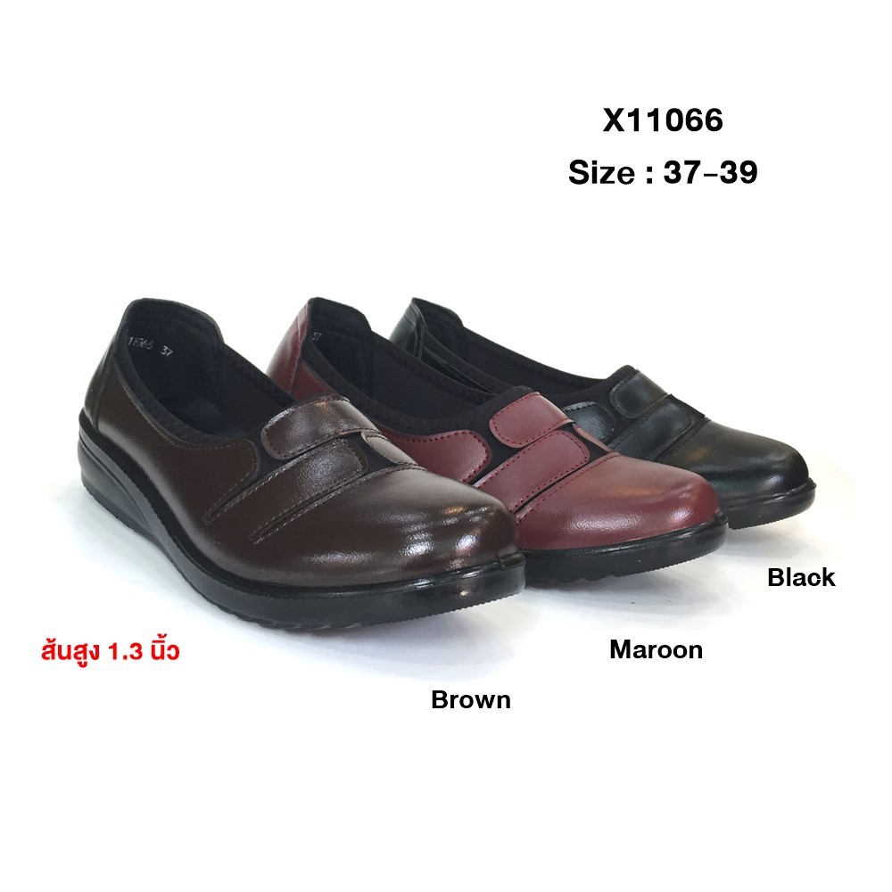 prettycomfort  รองเท้าคัชชูส้นเตี้ย เพื่อสุขภาพหนังนิ่ม ส้นเตารีด oxxo พี้นสูง1.3 นิ้ว ใส่สบาย X11066