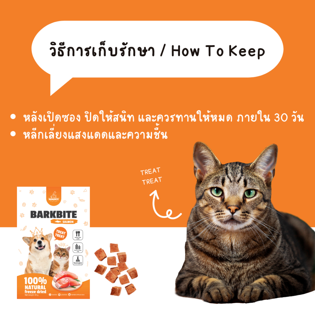 🐟 แซลมอนฟรีซดราย 100% (BarkBite) 🐾 ขนมสัตว์เลี้ยงเกรดพรีเมี่ยม ขนมหมา ขนมแมว