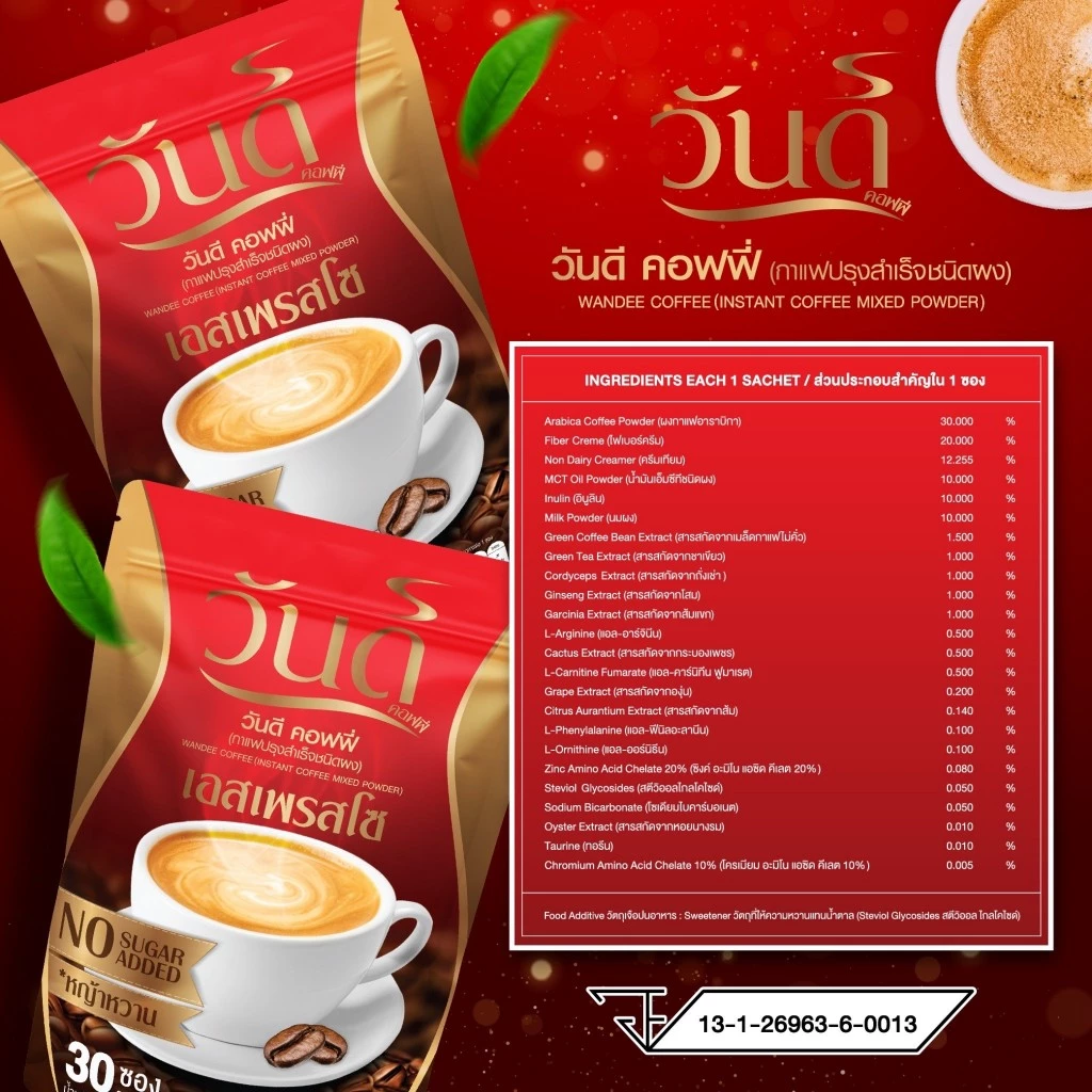 {☕️2แถม2+ ส่งฟรี ส่งเร็ว] ของแท้100% กาแฟวันดี  wandee coffee คุมหิว อิ่มนาน ขับถ่ายดี เร่งเผาผลาย ไม่มีน้ำตาล ลงไว thumbnail 10
