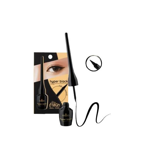 OD3002 odbo hyper black liner เส้นเล็ก ปลายฟองน้ำ ดำสนิท 6มล.