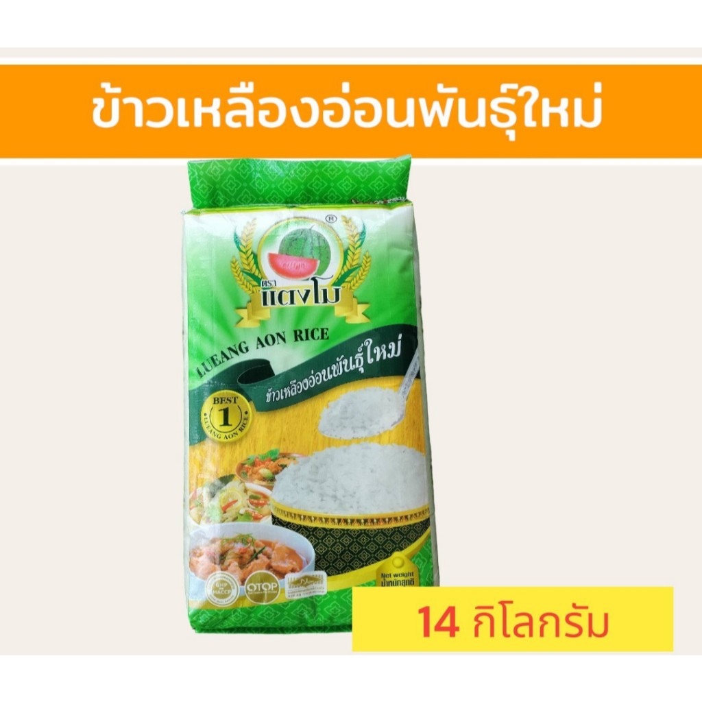 ขายดี 14 กิโลกรัม ข้าวเหลืองอ่อนพันธุ์ใหม่ เหมาะกับร้านอาหารตามสั่ง ตราแตงโม