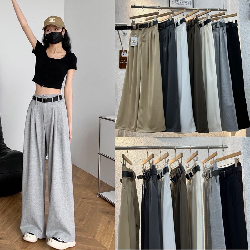 LADY_JEANS#9186(K)กางเกงทรงลุง ฟรีเข็มขัด เนื้อผ้าดีมาก ผ้าทิ้งทรง พร้อมส่ง