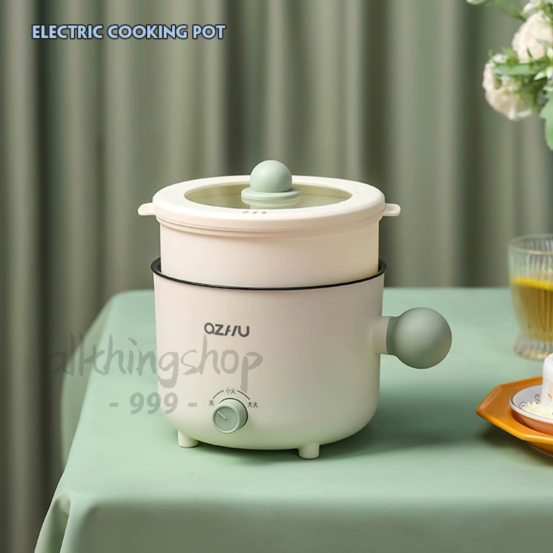 แบบพกพาและขนาดเล็ก หม้อไฟฟ้าอเนกประสงค์ Steamer 300W ควบคุมอุณหภูมิได้ 2 ปุ่ม ความจุ 1.5L เหมาะสำหรับ2-3คน C0113