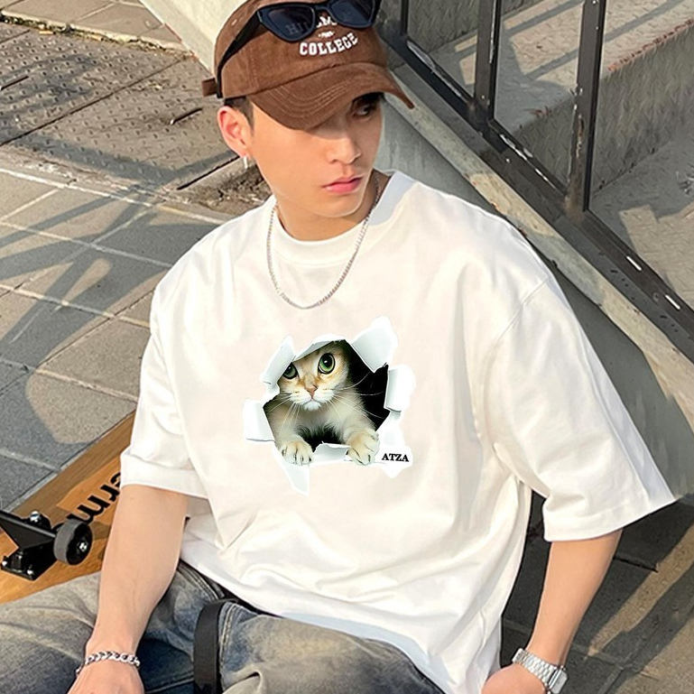 [UT]พร้อมส่ง🚀เสื้อยืด โอเวอร์ไซส์ ผู้ชายและผู้หญิง ลาย "ATZA" เสื้อยืดผ้าคอตตอน ผ้าฝ้ายใส่สบาย สไตล์เกาหลี