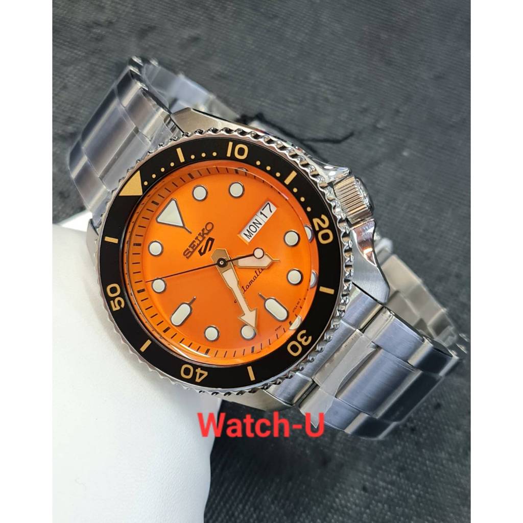 นาฬิกาผู้ชาย SEIKO Automatic new logo รุ่น SRPD59K1 SRPD59K SRPD59 หน้าปัดสีส้ม
