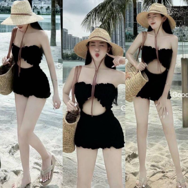ကမ်းခြေသွား Jumpsuit လက်ပြတ်/အတို (off-shoulder) စမုတ်ဒီဇိုင်း လိုက်ဖက်ပြီး အကြမ်းအတင်မဟုတ် လွယ်ကူစွာဝတ်လို့ရ