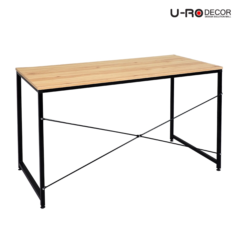 U-RO DECOR โต๊ะทำงานปิดผิวด้วยเมลามีนลายไม้ รุ่น SMART (สมาร์ท) สีไลท์โอ๊ค/ขาสีดำ Working desk Office desk