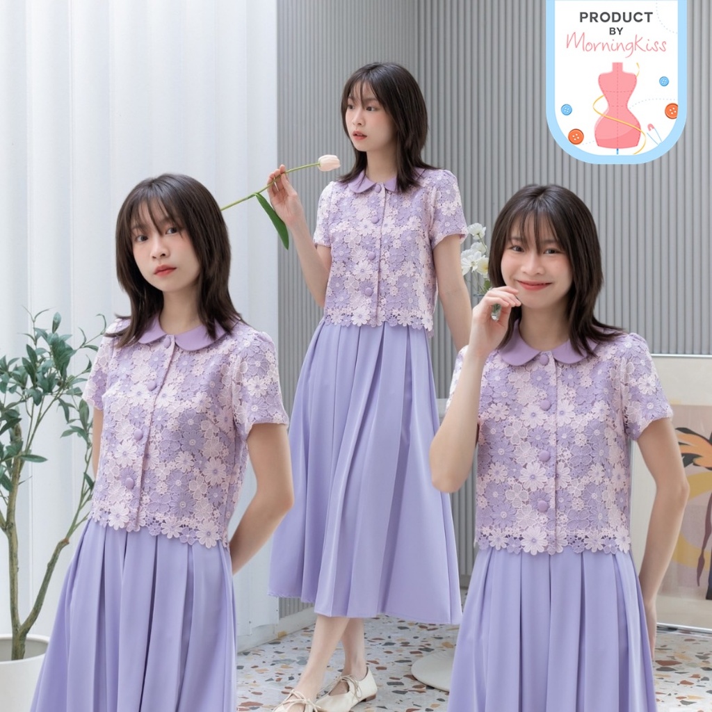 01-299 Cala Lace Violet Blouse - 6 ไซส์