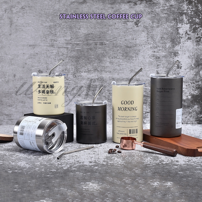 สแตนเลส ขนาด 600ml สไตล์อเมริกันสําหรับรถยนต์ กระติกน้ําร้อน กาแฟ ความจุขนาดใหญ่ แก้วกระติกน้ําร้อน B0112