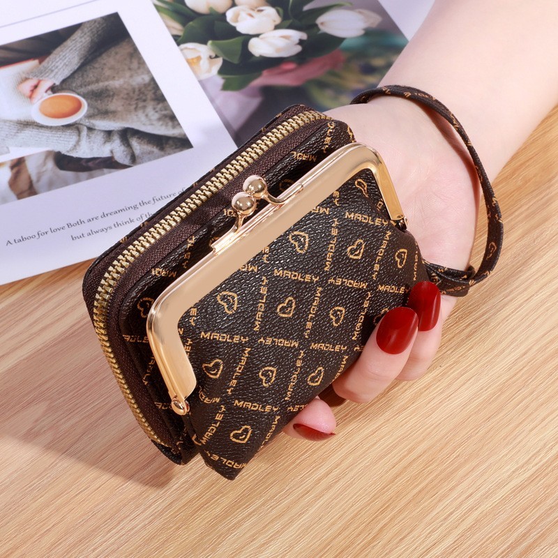 B-487 กระเป๋าสตางค์ หนัง Pu ใบสั้น เหมาะกับของขวัญ ใส่เหรียญได้หลายใบ แบบพกพาสําหรับผู้หญิง สําหรับผู้หญิง