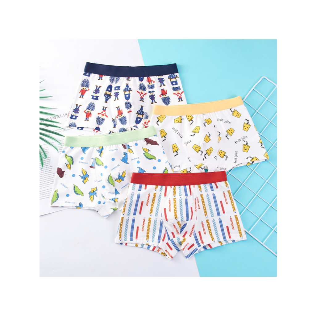 Magma Shop กางเกงในเด็ก กางเกงในเด็กชาย กางเกงในเด็กผช บ็อกเซอร์เด็ก พิมพ์ลายตาราง แพค 4 ตัว