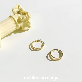 earika.earrings - two tone hoop ต่างหูห่วงก้านเงิน ชุบทองคำขาว/ทอง เหมาะสำหรับคนแพ้ง่าย
