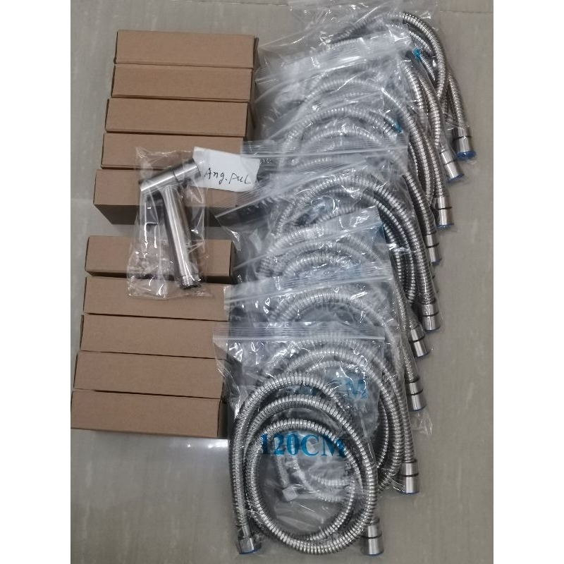 10ชุด​ชำระ ห้องน้ำ สแตนเลสsus304ไม่เป็นสนิม ฉีดก้น  หัวฉีดชำระ ชุด​หัวฉี่ก้อน/ 304-1.2m10เส้น+หัว/10อัน