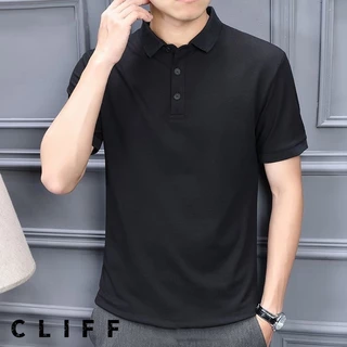 CLIFF ชายเสื้อคอปกแขนสั้นฤดูร้อน POLO เรียบง่ายสีทึบ 4 สี
