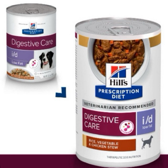 Hill’s  i/d Low fat รสสตูว์ไก่และข้าว อาหารเปียกสุนัข รักษาภาวะไขมันในเลือดสูง สูตรไขมันต่ำ กระป๋อง354g.