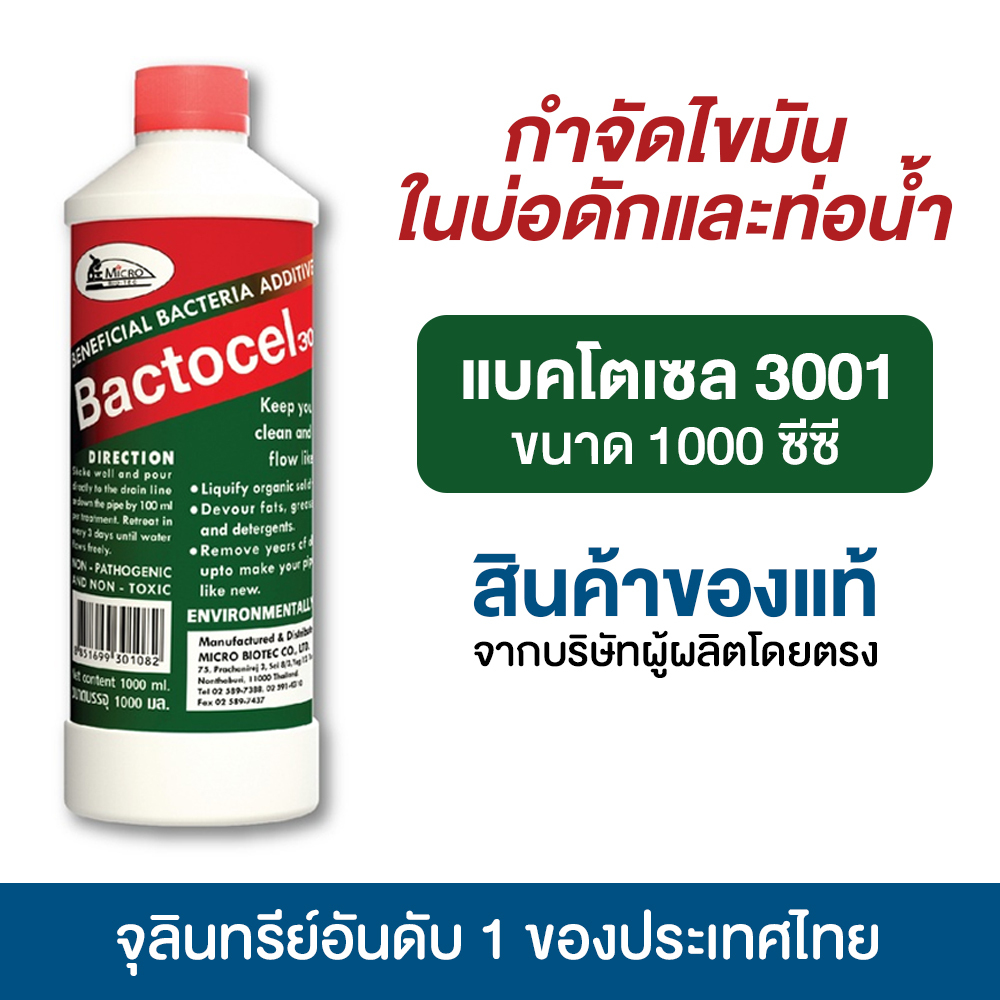 แบคโตเซล 3001 1,000 ml จุลินทรีย์ ย่อยไขมันอ่างล้างจาน ดับกลิ่นเหม็นถังดักไขมัน บ่อดักไขมัน ท่อตัน