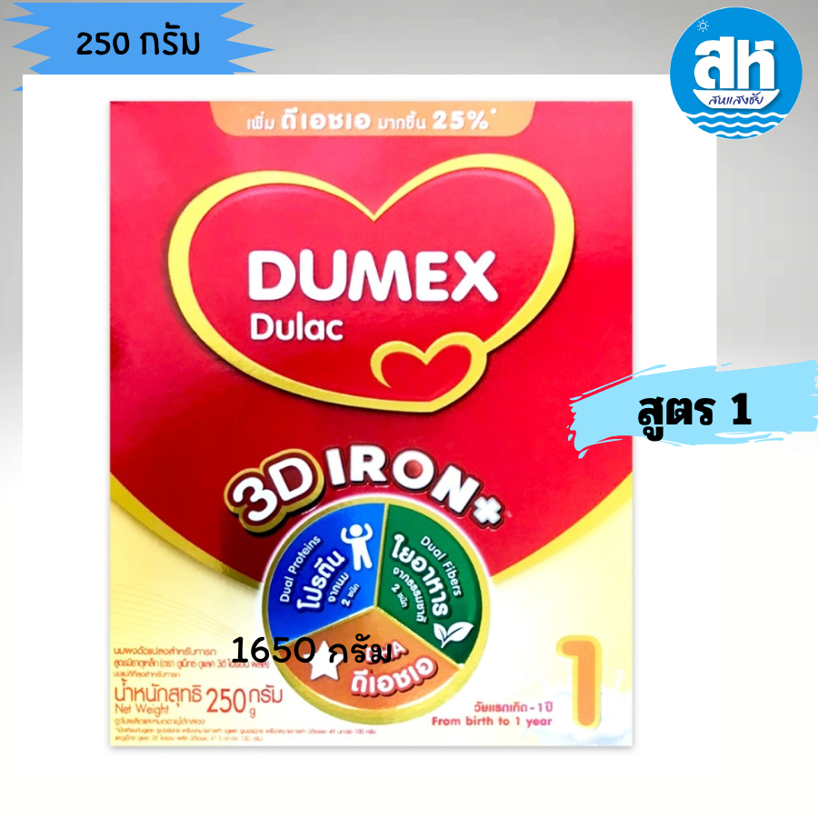 นมผง ดูเม็กซ์ ดูโปร Dumex Dupro สูตร 1 และสูตร 2  ขนาด 250 กรัม