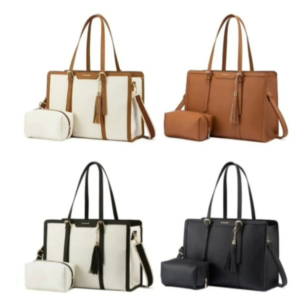 กระเป๋าโท้ท (Tote Bag) ใส่ Laptop 15.6” กันน้ำ + กระเป๋าคลัทช์ จุของได้เยอะ
