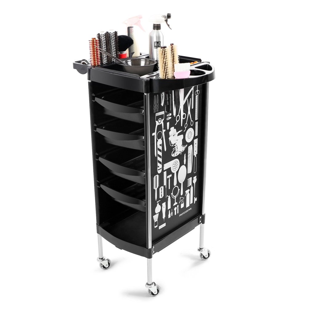 รถเข็นตัดผม 6ชั้น ที่เก็บเครื่องมือช่างทำผม รถเข็นเสริม สวย ชั้นวางไดร์เป่าผม รถเข็นร้านเสริมสวย E55 - รูปที่ 3