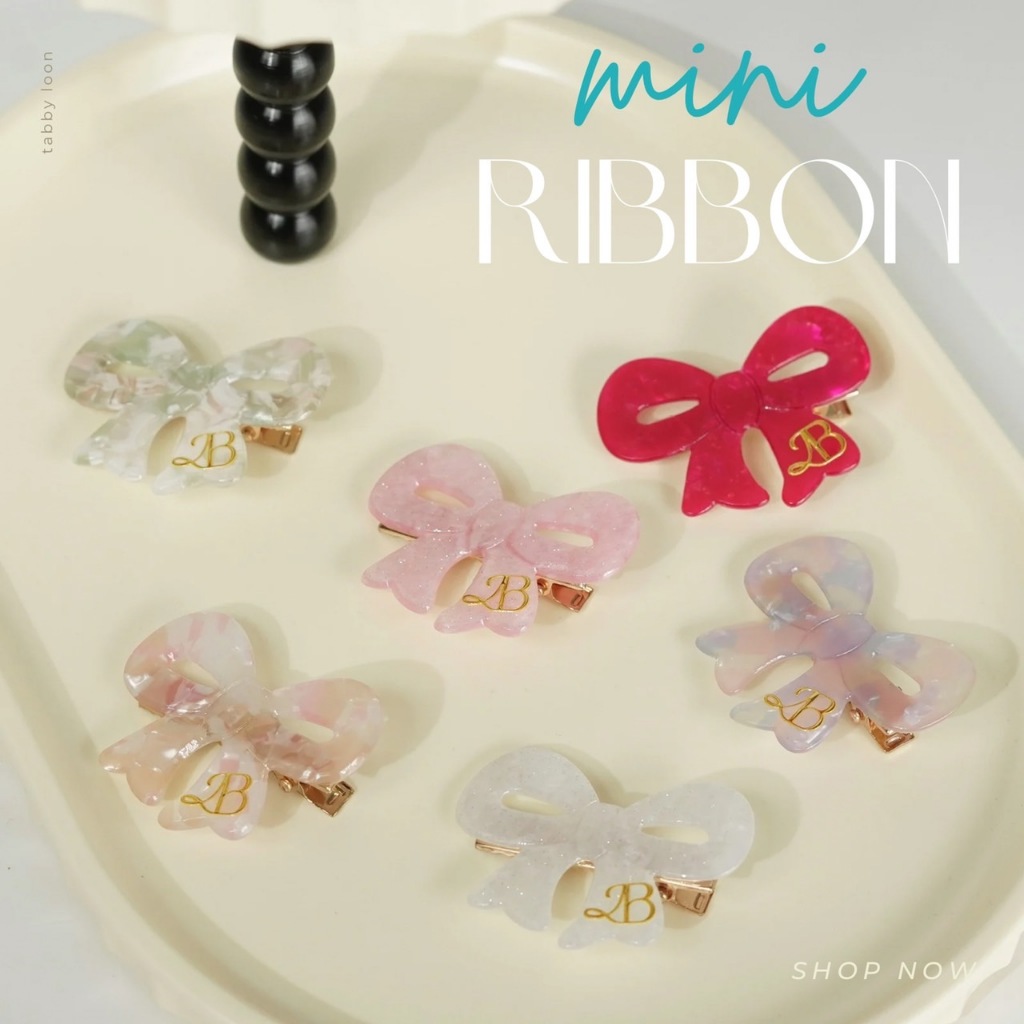 Tabby Loon Mini Ribbon 6 color กิ๊บหนีบผมไซต์มินิ Price/1Pcs
