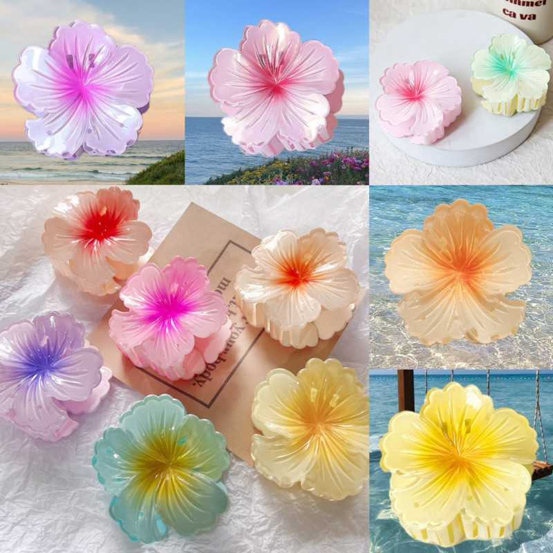 กิ๊บติดผม กิ๊บหนีบผมดอกชบา พร้อมส่งในไทย ขนาด7cm