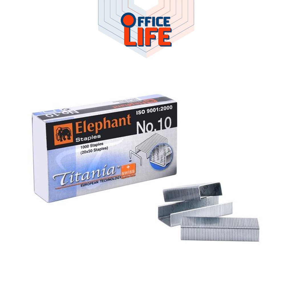 Elephant ลวดเย็บ เบอร์ 10 ตราช้าง Titania ลูกแม็ก No.10 /  ( 1 กล่องเล็ก )