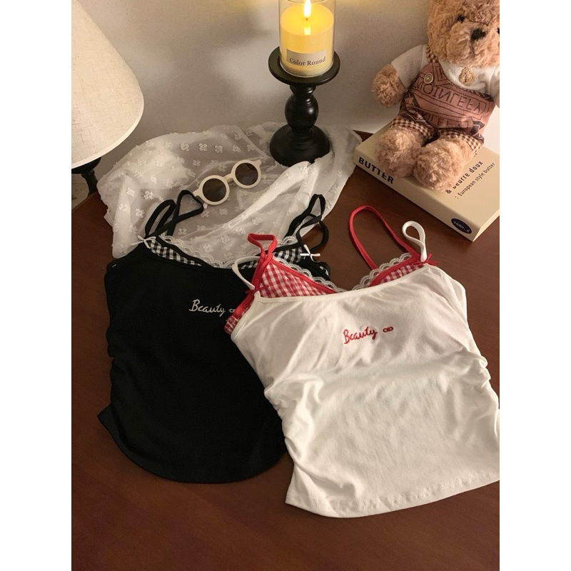 Somedays_closet l🌷พร้อมส่ง🌷Sunny Set ชุดSetบรา+เสื้อกล้าม น้องคือน่ารักปนแซ่บเบาๆ