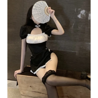 Sexy Girl กี่เพ้าสุดเซ็กซี่ คอสเพลย์เซ็กซี่ สายรัดหลัง เย็บปักถักร้อยเรียบ จัดส่งที่รวดเร็ว（H9229）