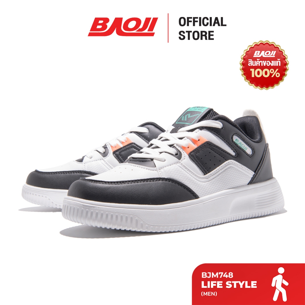 Baoji บาโอจิ รองเท้าผ้าใบผู้ชาย รุ่น BJM748 สีดำ-ขาว