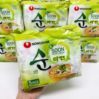 มาม่าเกาหลี Soon Veggie Ramyun 112g แบบแพ็ค บะหมี่รสผัก(เจทานได้) 순라면 ซุนเวจจีรามยอน