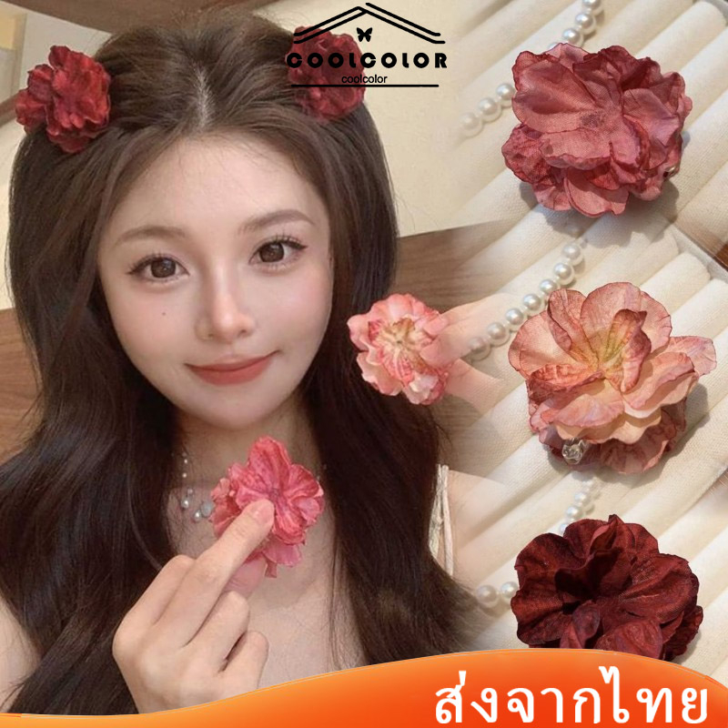 ในไทย กิ๊บติดผมกุหลาบสไตล์ฝรั่งเศสย้อนยุคสีแดงรูปดอกไม้น่ารักขนาดเล็ก4.5ซมหน้าม้าข้างคลิปสไตล์เจ้าหญิงสําหรับผู้หญิง