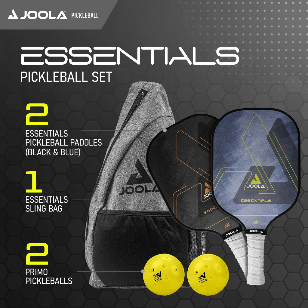 JOOLA Essentials Two-Pack Performance Fiberglass Paddle Bundle - Paddles/Balls/Bag