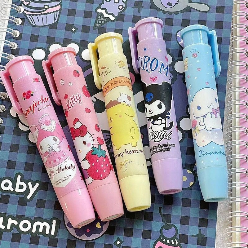 SANRIO ยางลบ ลายการ์ตูน Kuromi Cinnamoroll สามารถกดลบได้ สําหรับเด็กนักเรียน