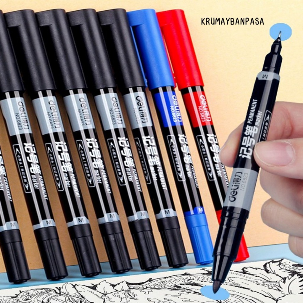 P06 ปากกามาร์คเกอร์ 2หัว เขียนถุงพลาสติก เขียนซีดี กันน้ำ สีไม่หลุด กลิ่นไม่ฉุน
