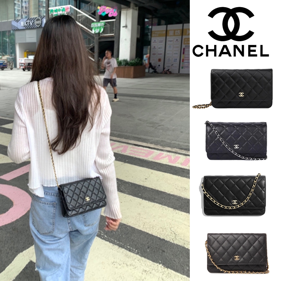 ของแท้ 100% Chanel WOC CLASSIC WALLET ON CHAIN กระเป๋าสตางค์พร้อมสายโซ่คลาสสิค