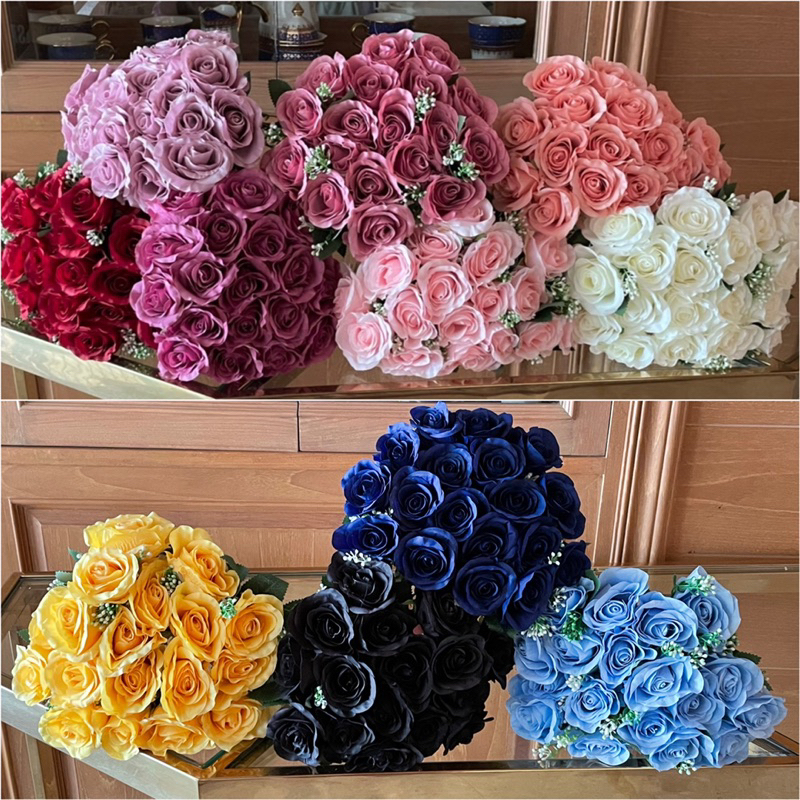 มาใหม่ พร้อมส่ง นิวกุหลาบมิลาน 18ดอกแบบมีเปาโฟม ดอกกุหลาบปลอม ดอกไม้ปลอม ดอกไม้ประดิษฐ์ กุหลาบ Rose