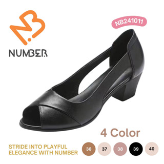 รองเท้าคัชชู ส้นหนา ทรงเปิดนิ้ว ยางนิ่มใส่สบาย 4 สี