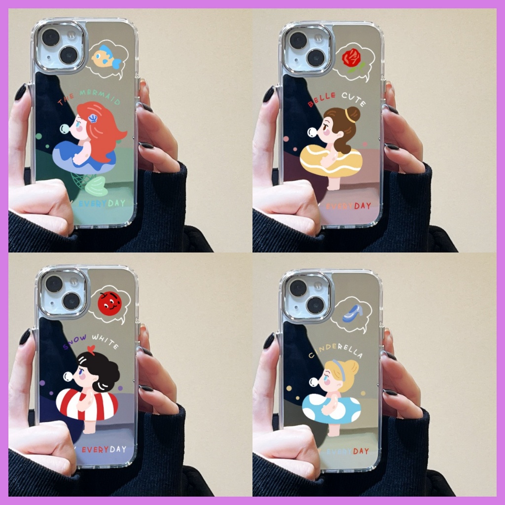THจัดส่งทันที เคส เคสไอโฟน11/12/13/14/15 Pro ป้องกันการล่มสลายพร้อมกระจกแต่งหน้า For iPhone 11 16 13 14 12 Pro Max