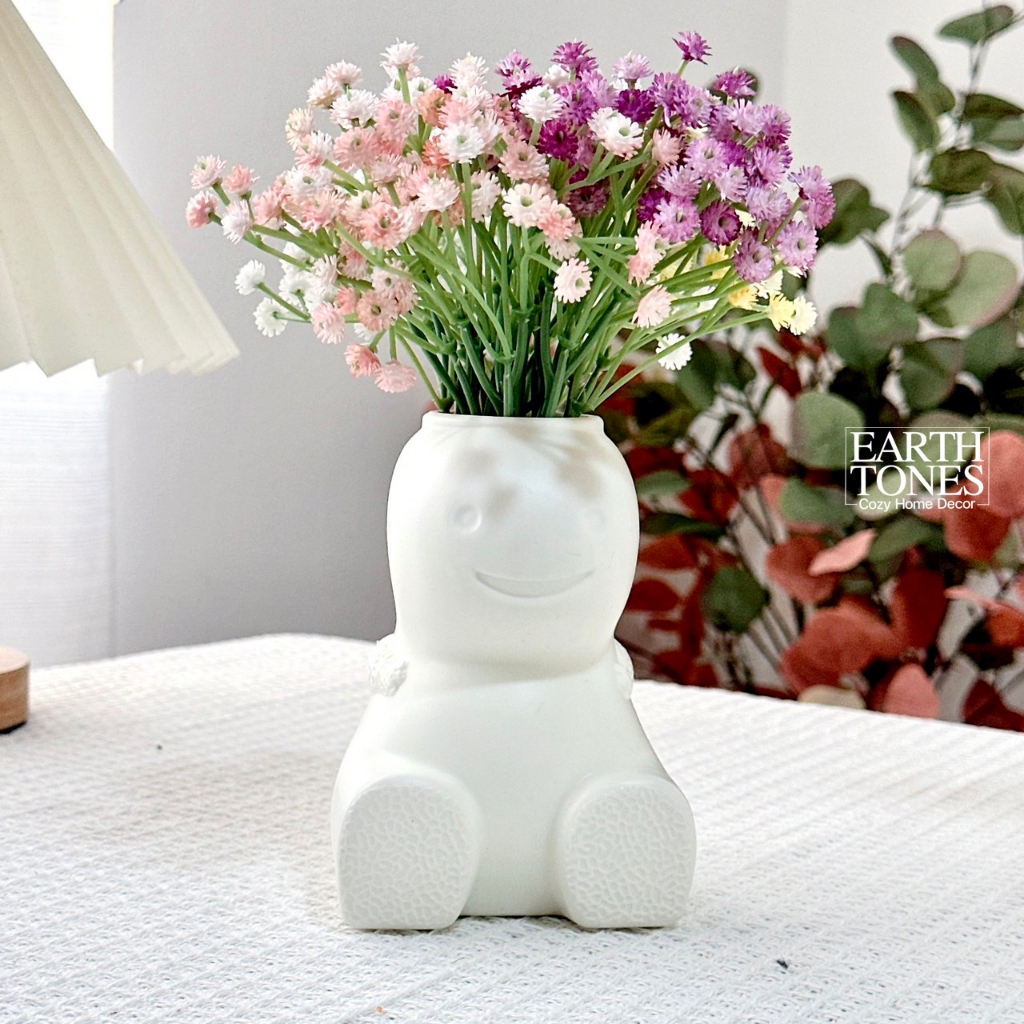 [ร้านไทย] แจกันสีขาว รูปไดโนเสาร์ สูง12CM ตกไม่แตก ✨ แจกันพลาสติก แจกันดอกไม้ สไตล์มินอล ที่ใส่ดินสอ เครื่องเขียน