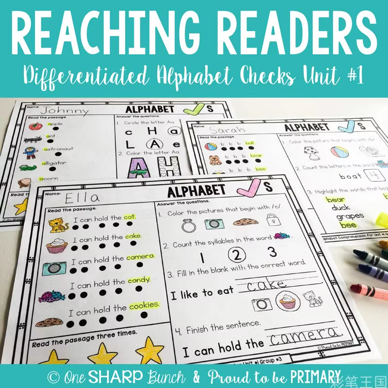 ใหม่ แก้ไขหมวด C แบบฝึกหัด Worksheet Reaching Readers Comprehension Alphabet  แบบฝึกทักษะคำศัพท์พื้นฐาน A-Z
