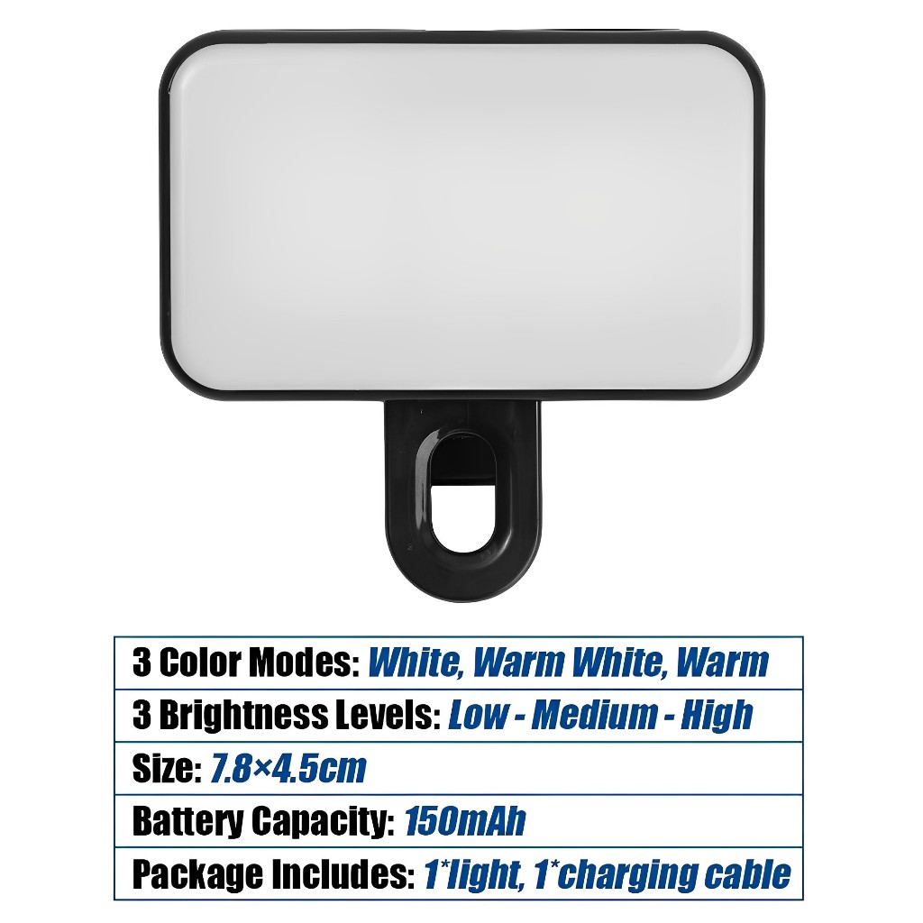 โคมไฟเซลฟี่ ปรับความสว่างได้ 3 โหมด - ไฟเซลฟี่โทรศัพท์ - โคมไฟเติมแสง แบบคลิปหนีบ - สําหรับพีซีแล็ปท็อปกล้อง - รูปที่ 2
