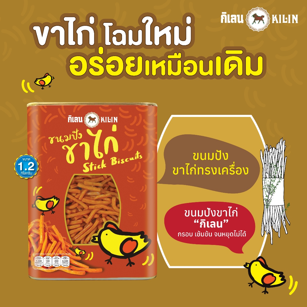 ขนมปังปิ๊บกิเลน ขาไก่รสทรงเครื่อง น้ำหนักรวมปิ๊บ 1.5 กก